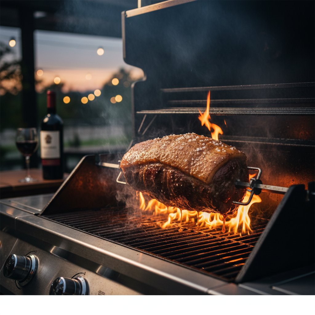 Picanha (kapelusz biskupi) na rożnie z czapką tłuszczu