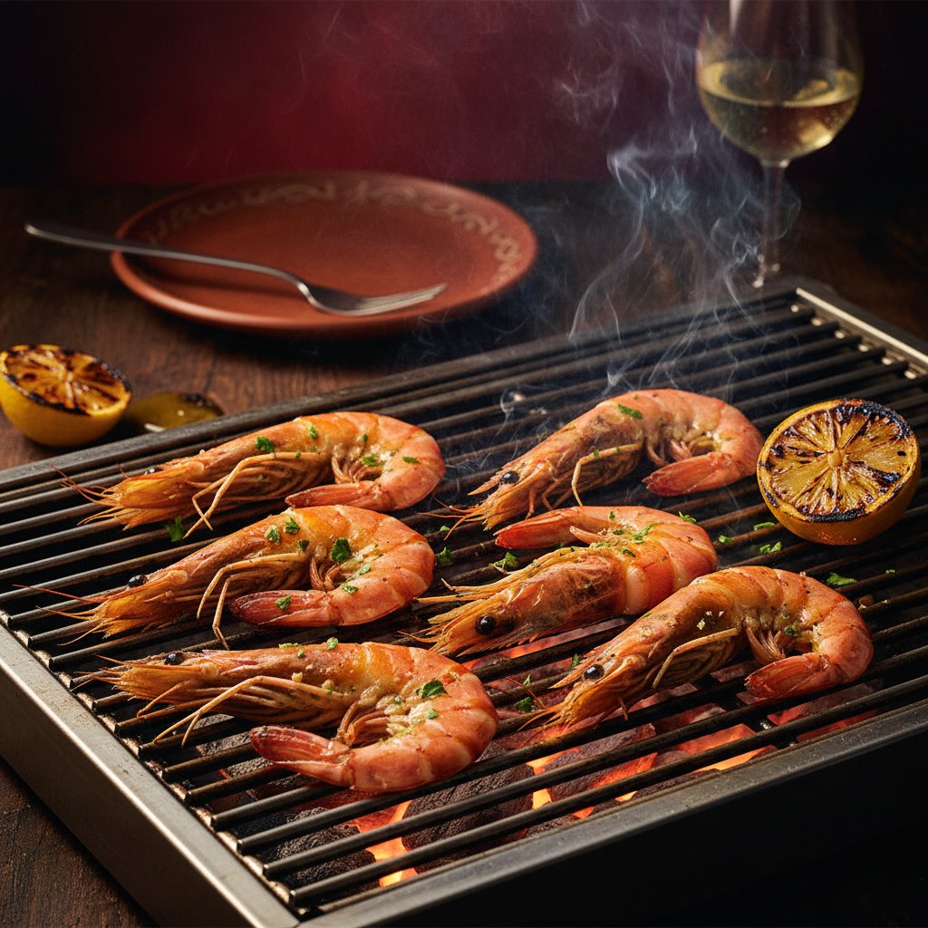 Gambas po katalońsku z grillowaną cytryną